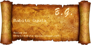 Babits Gyula névjegykártya